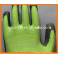 Neon Green HPPE Fiber Liner PU Recubierto Guantes Resistentes a Cortes